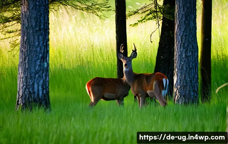 생물종 관찰 및 기록의 윤리적 측면 - **Prompt 1: Observing a Shy Deer from a Distance**
"A serene, realistic photograph capturing a s...