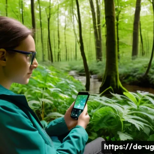 Home 13 자연 관찰 기록 시스템의 발전 추세 - A detailed scene of a nature enthusiast sitting on a park bench in a lush German forest during sprin...