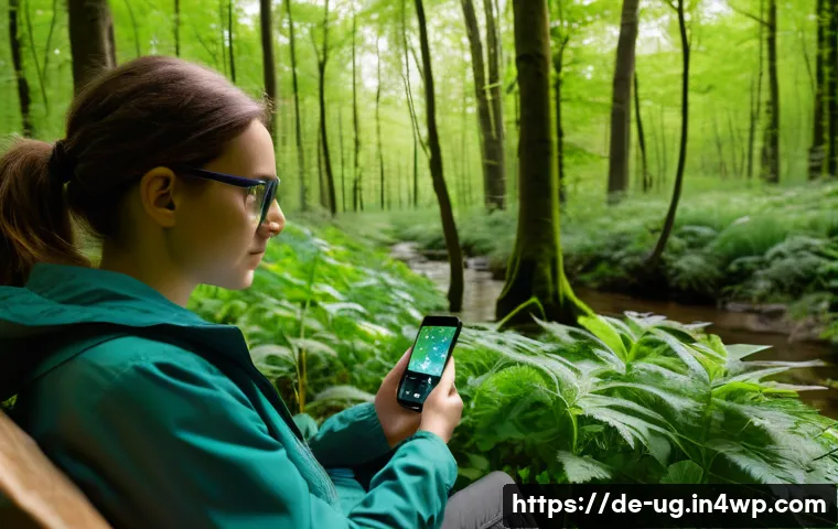 자연 관찰 기록 시스템의 발전 추세 - A detailed scene of a nature enthusiast sitting on a park bench in a lush German forest during sprin...