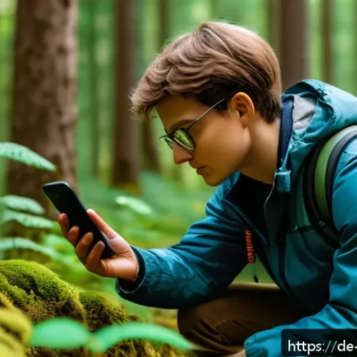 생물종 관찰 기록의 정책적 지원 방안 - A modern biodiversity monitoring scene in a German forest featuring diverse native plants and animal...
